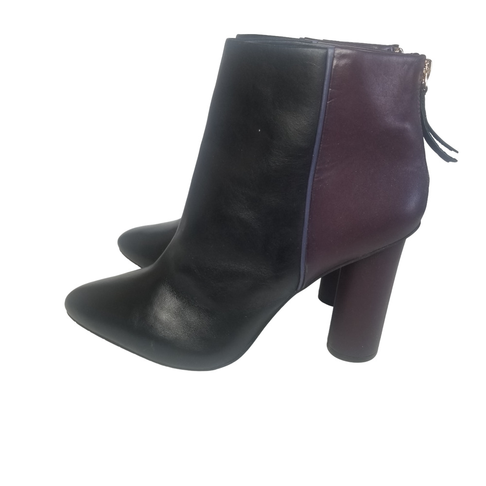 CAbi Bisset Color Block Pointed Toe Leather Booties Black Vino Size 11 - Picture 6 of 16
